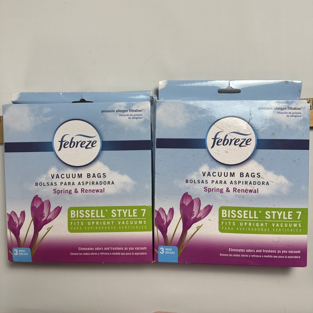 Lot of 2 Sealed Febreze Bissell Style 7 Vacuum (6 Bags) Spring & Renewal Upright